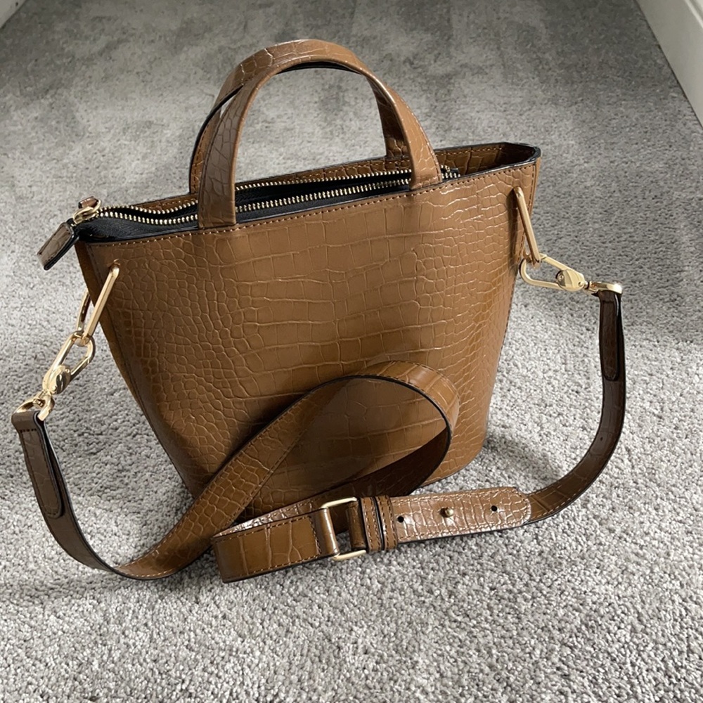 ZARA Alligator Print Olive Green Purse
